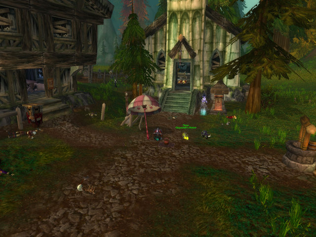 This is a throwback pic. Its in Tauren Mill...after a day of doing nothing i decided to do something productive. Have a picnic in a horde town ;)